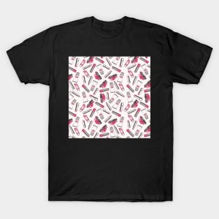 Pink blush lipsticks and lip balm pattern T-Shirt